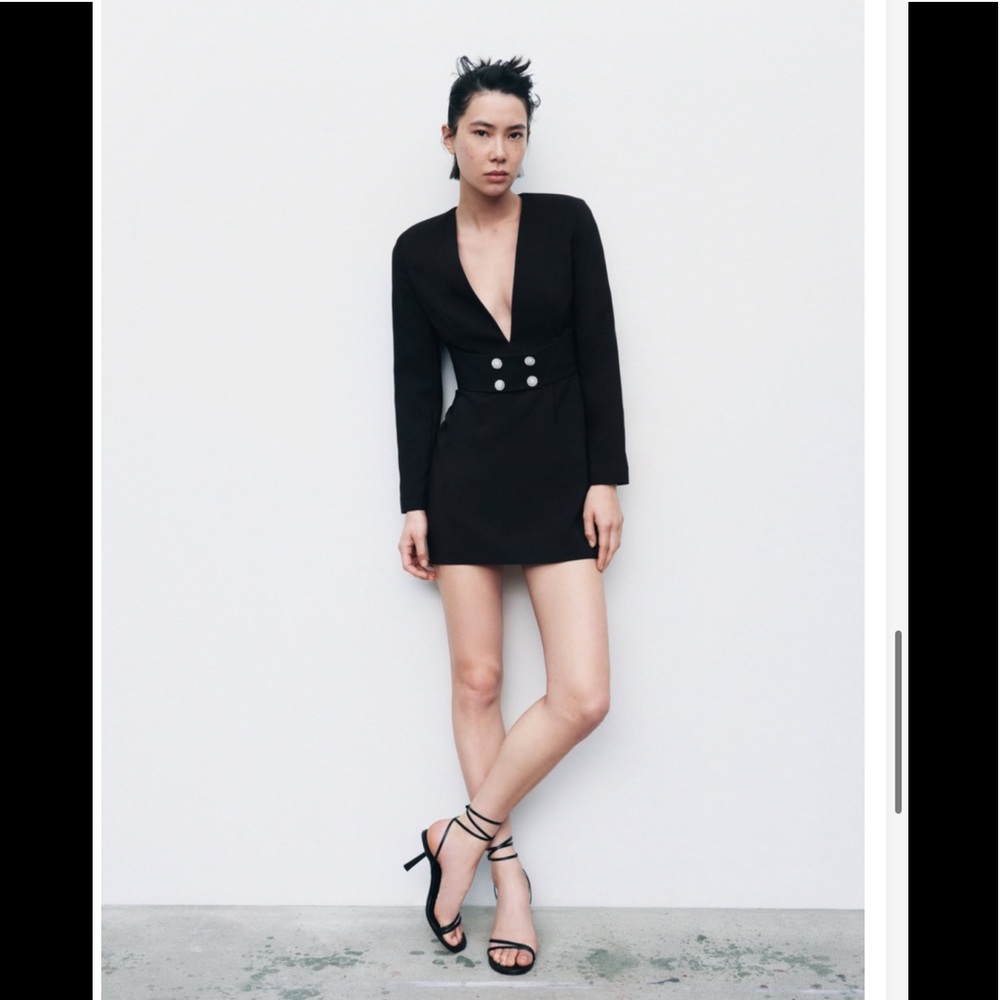 PEARL APPLIQUÉ BELTED BLAZER DRESS